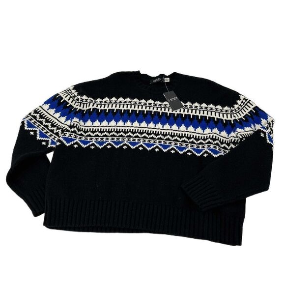 NWT Ralph Lauren Black Crew Neck Patterned LRL Holiday 23 Sweater XXL - Picture 2 of 4